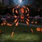 Orange-Black LED Metal Fabric Spider with Flickering Lights – 52 inches Halloween Decor